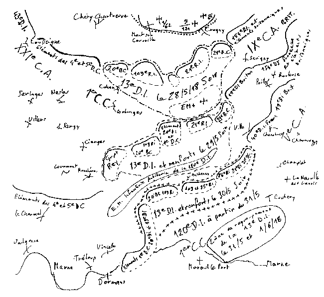 La 13ème D.I. le 28, 29, 30 Mai et 1er Juin1918